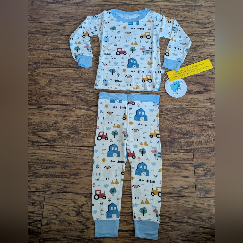 NWT‎ Bamboo Farm Print Long Sleeve 2 Piece Pajama Set
